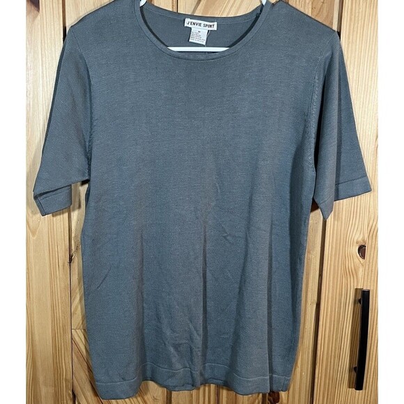 NWT Vintage J’Envie Sport Women’s Blue Gray Knit Top Size MEDIUM - Picture 1 of 10